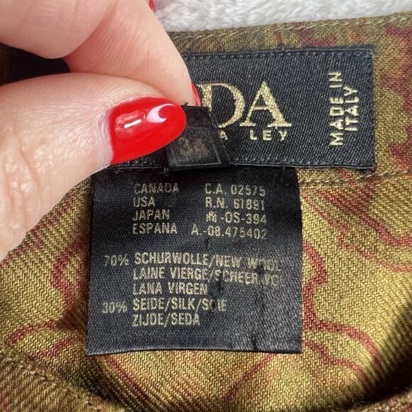 Escada 34 US S Top Blouse Gold Paisley Wool Silk Shirt Margaretha Ley Designer - Picture 8 of 13